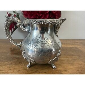 Toronto Silver Company Victorian Silver Plate Creamer Ornate Floral Footed 495